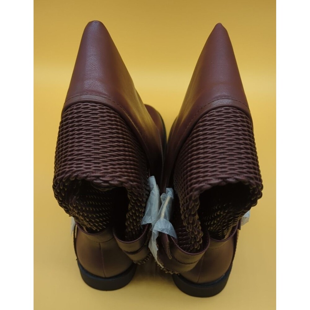 Shoe Dazzle Tessa Textured Flat Boot Women’s Sz 9.5 Bordeaux Riding Boot - Picture 7 of 15